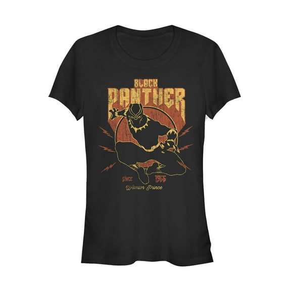 Junior's Marvel Black Panther Warrior Prince Bolt  Graphic Tee Black 2X Large
