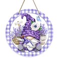 thumbnail image 1 of Letrero de flores de lavanda con forma de gnomo primaveral, para decoración de puertas, 1 of 7