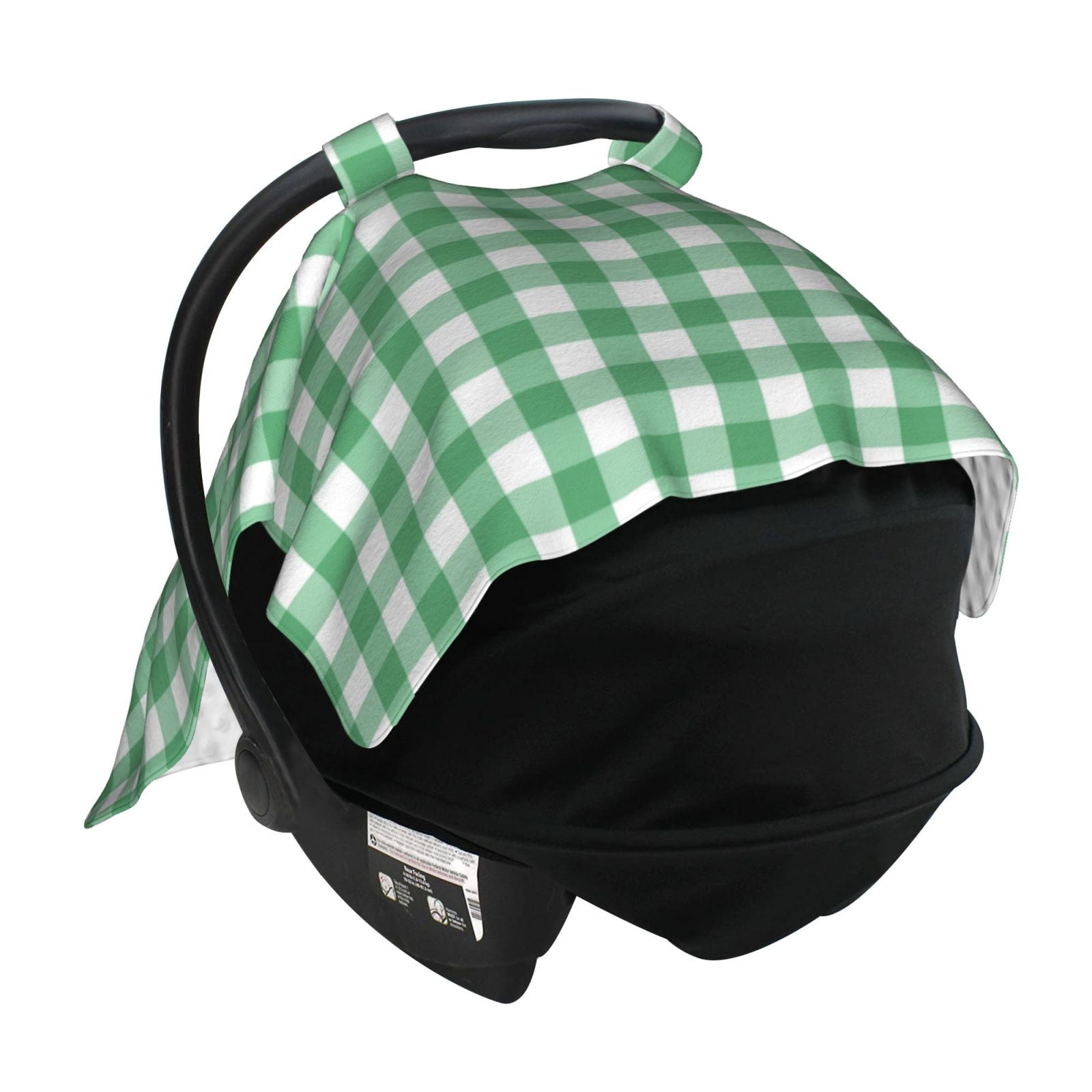 Car Seat Cover Baby - Gingham White green plaids checkered Breathable Infant Car Seat Cover for Baby Carseat, Lightweight Comfort Baby Essentials Must Haves Newborn Stuff for Girl Boy