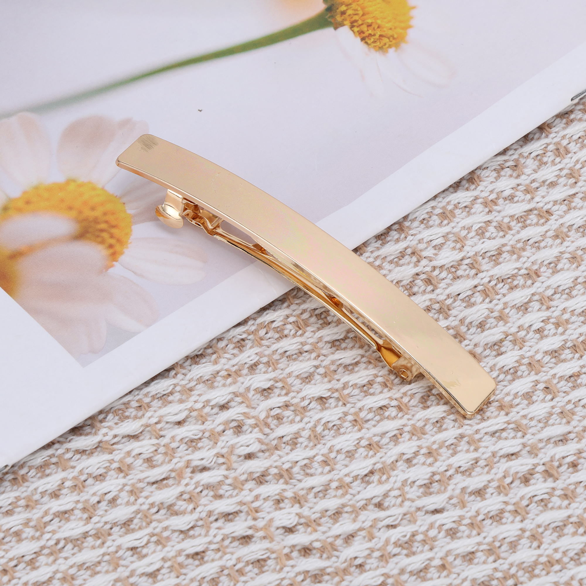 Unique Bargains Grace Polished Square Hair Barrettes Fashionable Hairstyles Gold Tone