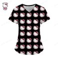 thumbnail image 1 of Camisetas de verano con bolsillos para mujer, uniforme de enfermera, Hello Kitty, cuello en V, ropa para mujer, camiseta de Hospital, camisetas para mujer 2023, 1 of 5