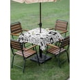 thumbnail image 4 of Outdoor Tablecloth with Umbrella Hole and Zipper, Black White Video Game Waterproof Patio Tablecloth for Dining 60''x60'', Console Computer Gaming Sketch Style Table Cover for Picnic BBQ Party, 4 of 9