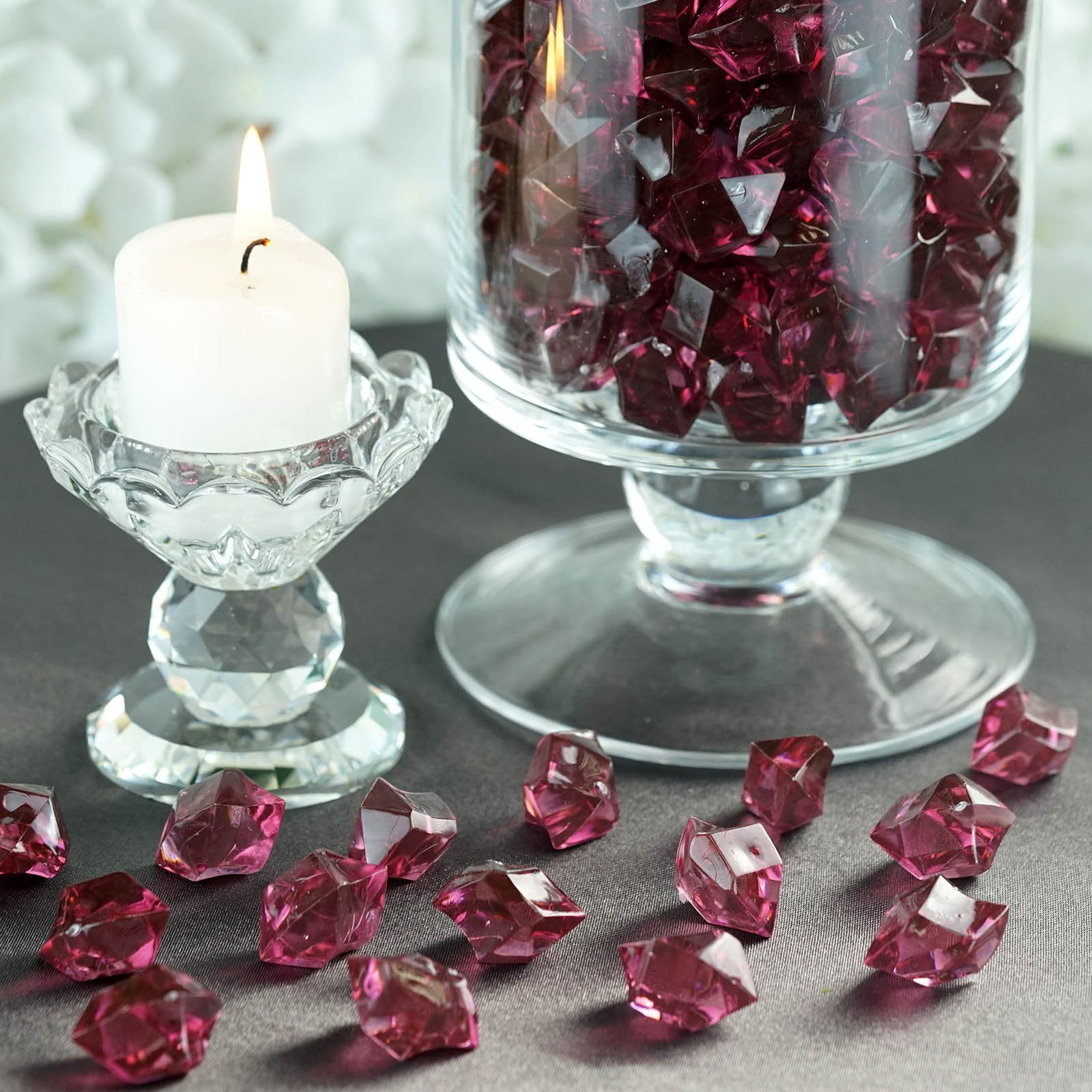 300 Pack Burgundy Large Acrylic Ice Bead Vase Fillers Table Decoration ...