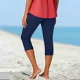 thumbnail image 4 of Minjewel Capri Pants for Women - Casual Stretch High Waist Abdominal Yoga Pants Soft Compression - Workout Base 7/8 Length Bottoms,Dark Blue XL, 4 of 5
