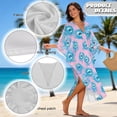 thumbnail image 6 of Xixirimido Blue Peacock Feather Pink Print Women’s Plus Size Beach Kaftan Dress V-Neck Batwing Sleeve Swimsuit Cover Up Flowy Caftan Dress for Pool, Cruise & Resort Wear, 6 of 7