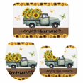 thumbnail image 2 of Summer Truck Sunflower Bathroom Rugs Set Country Farm Yellow Flower Leaf Butterfly Non Slip Absorbent Soft Bath Mats 3 Piece Set with Bathroom Rug, U-Shaped Floor Mat, Toilet Seat Cover Small Size, 2 of 9