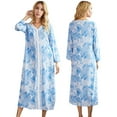 thumbnail image 2 of WBQ Womens Long Nightgowns V-Neck Nightdress Soft Print Nightdress Long Sleeve Nightshirt Full Length House Dress, 2 of 8
