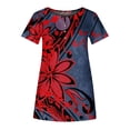 thumbnail image 3 of Blusa informal con estampado de botones y cuello en V de manga corta a la moda para mujer Pompotops qwe23053, 3 of 4