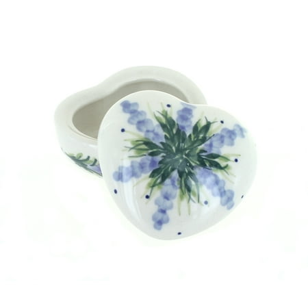 Blue Rose Polish Pottery Lavender Fields Heart Box