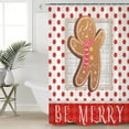 thumbnail image 3 of Christmas Shower Curtain Gingerbread Man Shower Curtains for Bathroom Decor Polka Dot Wood Grain for Christmas Decoration Bath Curtains Sets with Hooks Waterproof 36" W x 72" L, 3 of 6