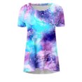 thumbnail image 5 of Pisexur Hauts d'Été Décontractés pour Femmes Imprimé Marbre Longline Col Rond Manches Courtes Tunique Fluide à Porter avec Leggings T-Shirts Amples, 5 of 5