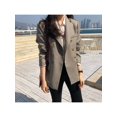 thumbnail image 3 of Women Retro Spring Autumn Plaid Jackets Lapel Casual Long Sleeves Slim Warm Coat British Wind Blazer, 3 of 8
