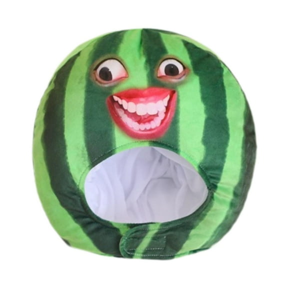 Milageto Plush Fruit Headgear Watermelon Hat Hood Lovely Cartoon Selfie Cute Headwear