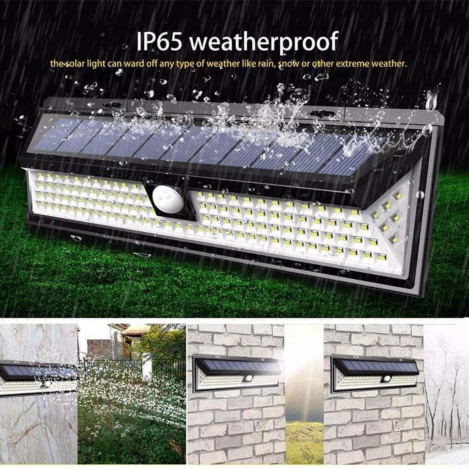 Yi Lighting LED Solar Powered Light Outdoor, 118 LEDs PIR Motion Sensor Weatherproof For Garden Wall Fence Yard
