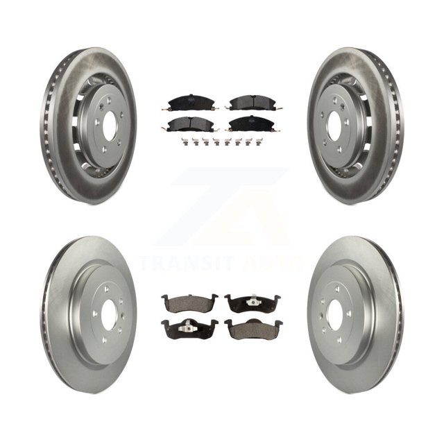 Transit Auto Front Rear Coated Disc Brake Rotors and Semi-Metallic Pads Kit for Car 2017-2019 Lincoln MKT with Vented KGF-102905