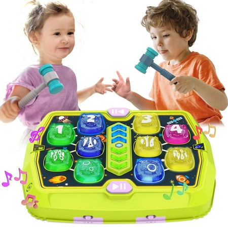 Whack Game Mole Toys for 3 4 5 6 Year Old Boys, Pounding Toys for Age 2-4, 3 Modes & Light Interactive Toddlers Toy with 2 Hammer, Baby Toy Gifts for Early Learning, Birthday Gift for Toddler
