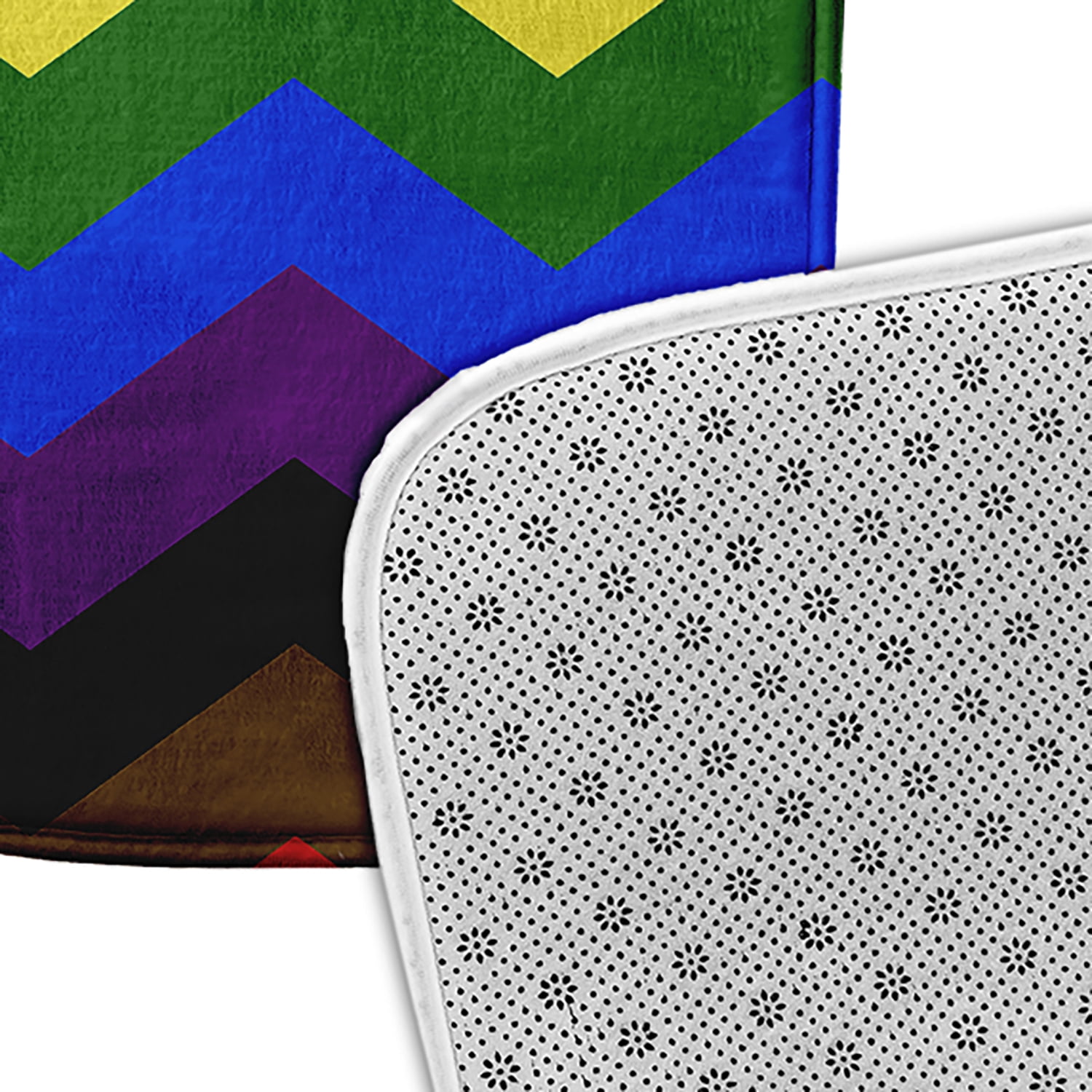 Simply Daisy 24" x 17" Plush Microfiber Multi-color Inclusive Pride Chevron Bath Mat