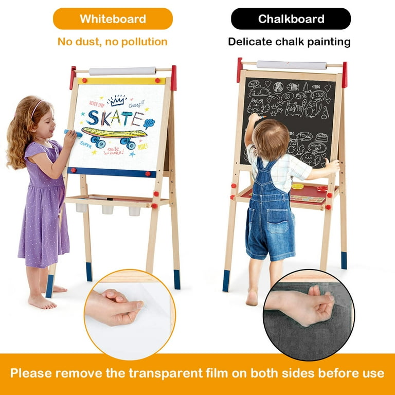 Costway Kids Height Adjustable Art Easel Set with Chair