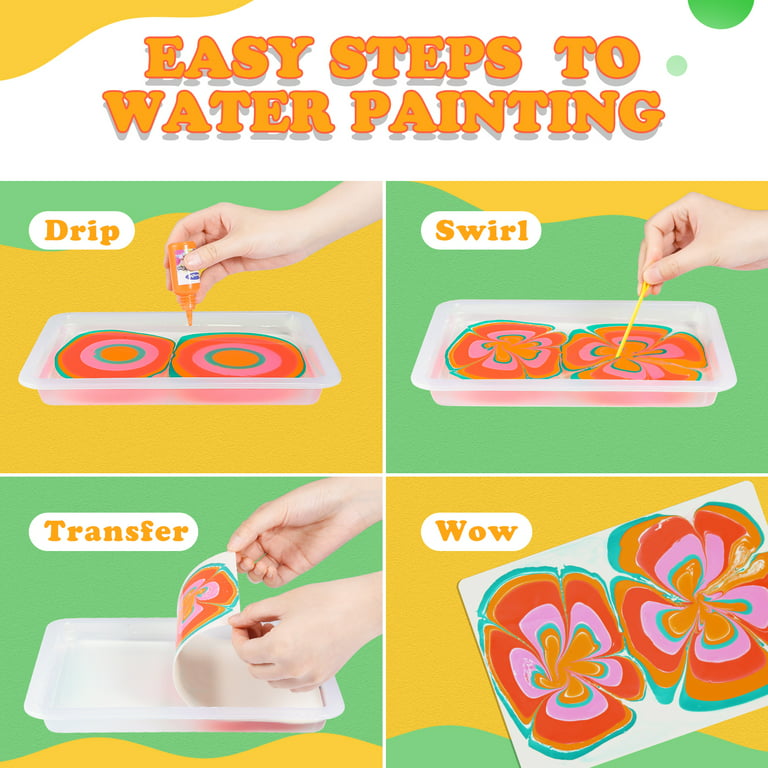 Arts & Crafts For Kids Ages 8-12 6-8,Water Marbling Paint Kit, Art