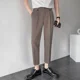 thumbnail image 5 of Pantalones holgados y elásticos para hombre, pantalones de oficina rectos y recortados, ropa de trabajo elástica fluida, vestido de estilo coreano, 5 of 5