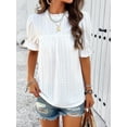 thumbnail image 2 of MORTTIC Women's Eyelet Babydoll Blouse Summer Ruffle Short Sleeve Crewneck Casual Top, M, 2 of 6
