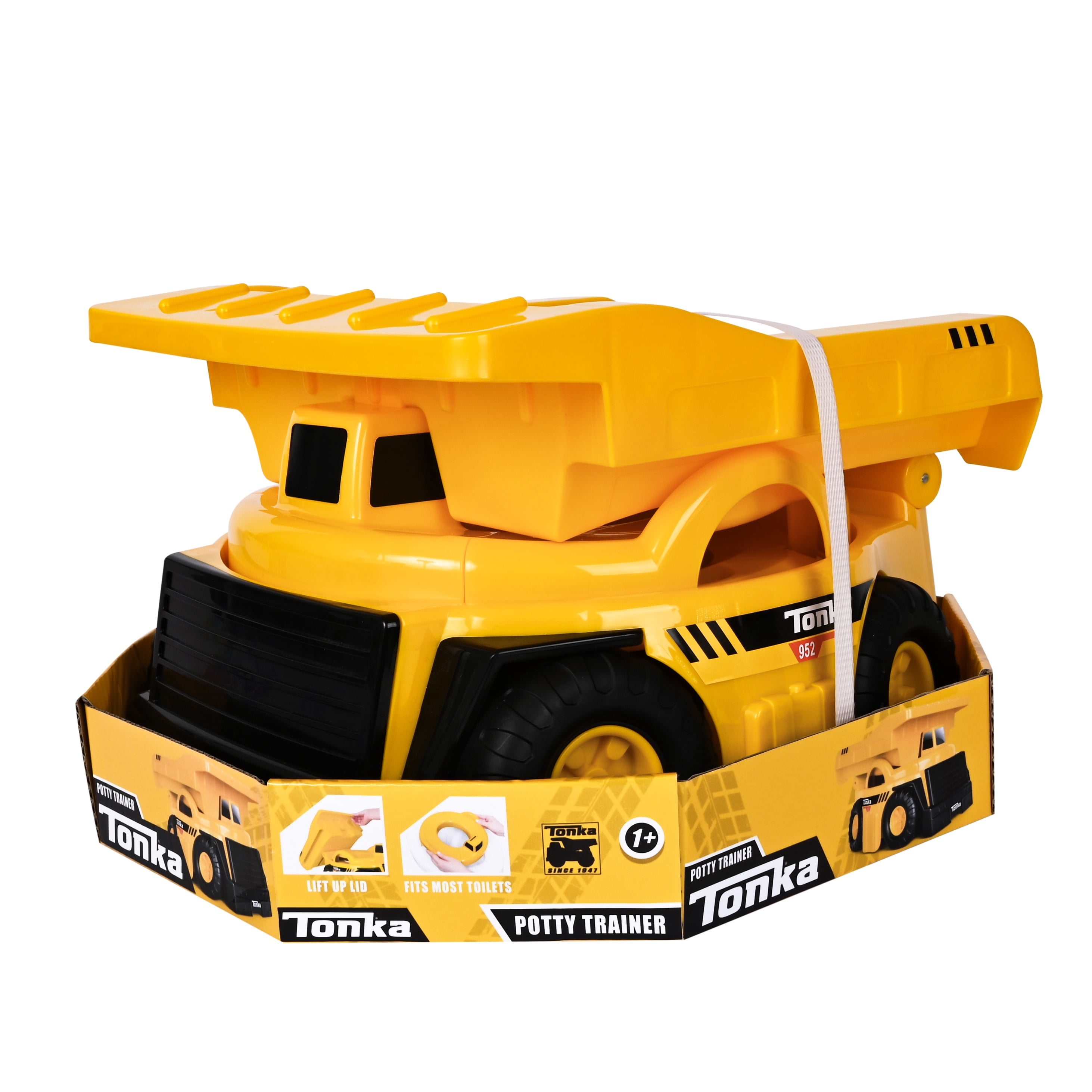 Tonka Dump Truck Potty Trainer for Toddlers, 2-in-1 Potty Chair and Potty Ring with Splash Guard, Built-In Handles, Easy Clean Removable Pot