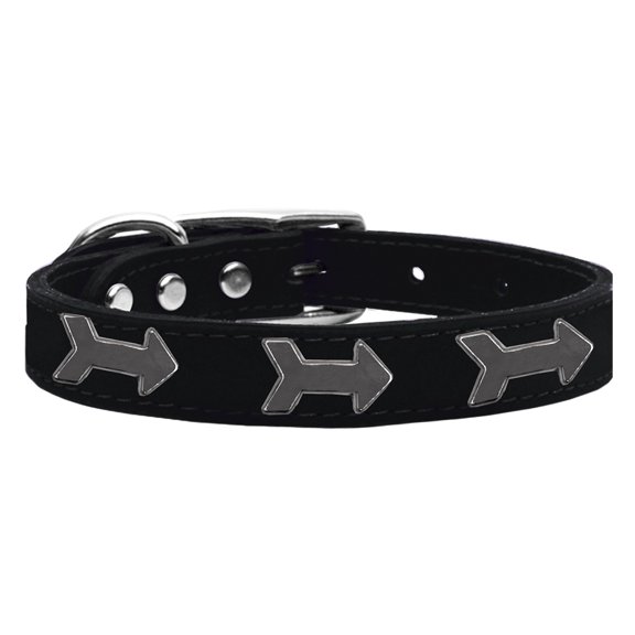 Arrow Widget Genuine Leather Dog Collar Black 18