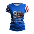thumbnail image 5 of Domzest 9/11 25th Anniversary Shirt for Women Never Forget Patriotic T-Shirt Short Sleeve Crew Neck USA Flag Graphic Tee Blue XL, 5 of 6