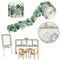 Bulletin Board Trim, 16.4Ft Border Trim for Bulletin Board, Greenery Bulletin Board Decorations for Boho Classroom Decor, Back to School Teacher and Student Use for School, Desk, Home,Green,