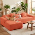 thumbnail image 2 of CJC Stretch Sectional Couch Covers - 2 pcs Spandex Sofa Covers with Elastic Bottom for L Shape Corner Sofa Furniture Protector (Orange, 3 Seat + 4 Seat), 2 of 9