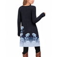 thumbnail image 4 of Floral Print Long Sleeve Dress V-Neck Tight Fitting Midi Bohemian Style Women's Straight Party Dress Elegant Office Work Dresses Blue L, 4 of 5