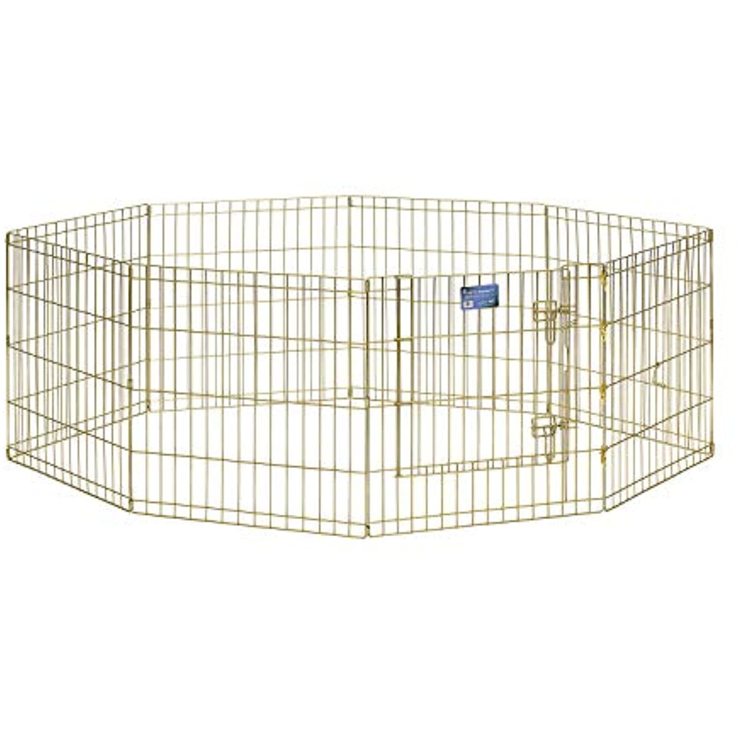 MidWest Homes For Pets Metal Exercise Dog Playpen No Door, Gold, 24"H