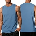 thumbnail image 2 of Sleeveless Shirts for Men Workout Tank Top Cotton Gym Muscle Shirt Moisture Wicking Athletic Summer Sleeveless Top Blue 3XL, 2 of 6