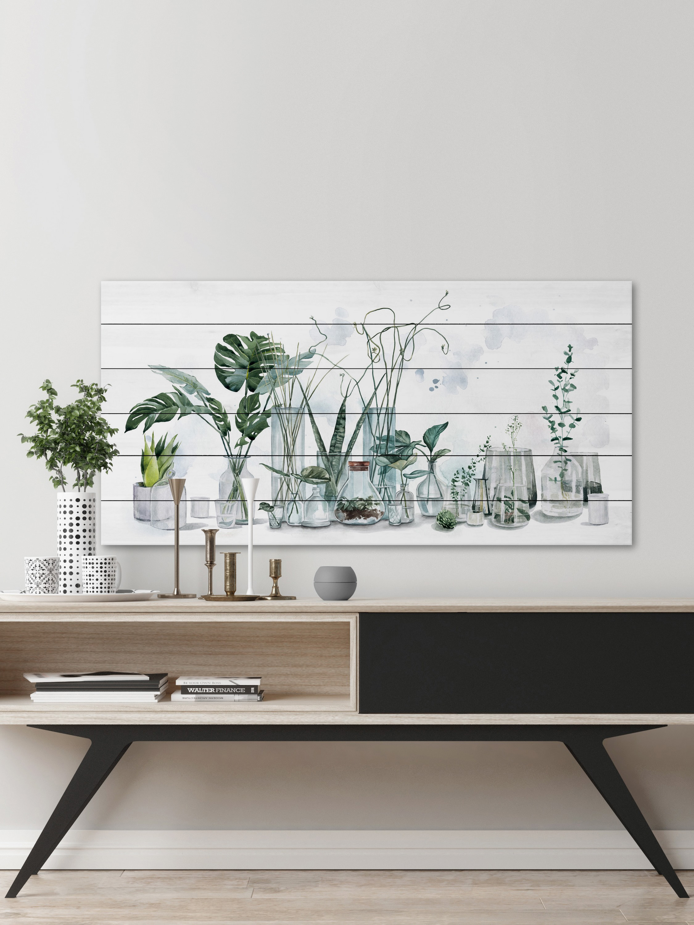 Marmont Hill Indoor Houseplants White Wood Wall Art