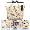 thumbnail image 2 of Tote Bag for Women - Yorkie with Flowers Shoulder Bag - Large Utility Work Duffle Bag with Zipper Handbag for Travel, Work, Sprots, 2 of 5