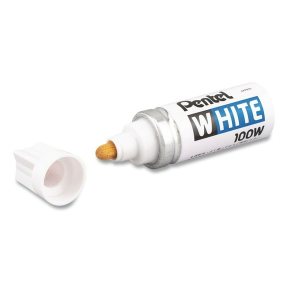 Pentel 100W Broad Bullet Tip Permanent Marker - White