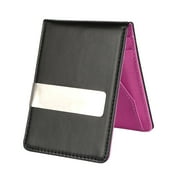 Mens Bifold Synthetic Leather ID Wallet with Money Clip - Pink Liner