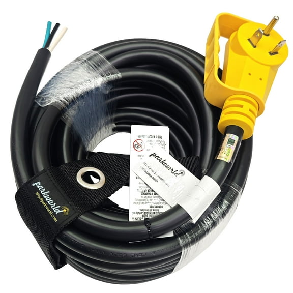 Parkworld 64835 NEMA TT-30 Male RV 30A Replacement Plug with Power Cord, UL Listed (50FT)