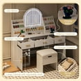 thumbnail image 6 of 47.2 Inch Makeup Vanity with LED Mirror and Lights, Dressing Table with Storage Stool, 3 Drawers 2 Cabinets Organizers for Bedroom, White, 6 of 9