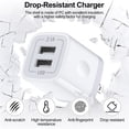 thumbnail image 5 of Dual-Port Wall Charger Block with 2 Pack 10FT USB-A to Type-C Braided Cables, Phone Charger Compatible with iPhone 17/16/15 Pro Max iPad Pro Galaxy S26 Android, White, 5 of 7