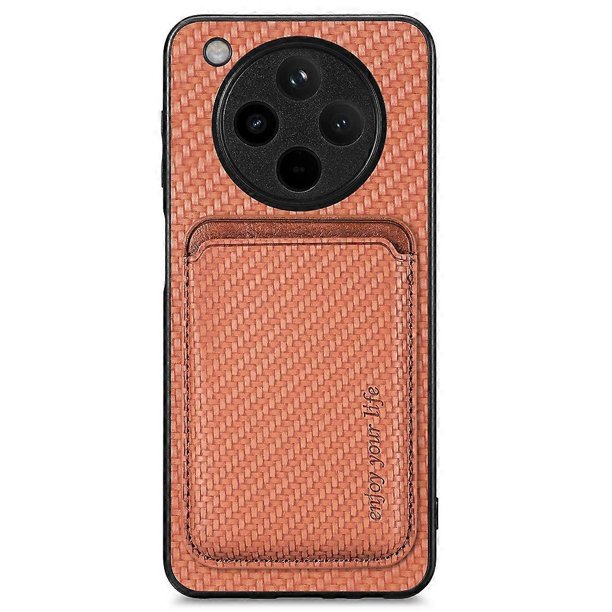 For Oppo Find X8 5G Case Carbon Fiber Leather Back Cover with Detachable Card Bag - Green