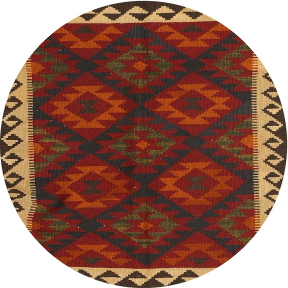Ahgly Company Indoor Round Contemporary Sienna Brown Oriental Area Rugs, 7' Round