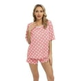 thumbnail image 2 of Xmarks Mommy and Me Pajamas Set Polka Dot Print Short Sleeve Crewneck Tee with Polka Dots Short, 2 of 8