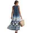 thumbnail image 2 of Xixirimido Boho Floral Geometric Blue Print Maxi Dresses for Women Sleeveless Casual Dresses with Pockets Flowy A-line Long Summer Sun Dress Beach Vacation Wear, Size 3XL, 2 of 7