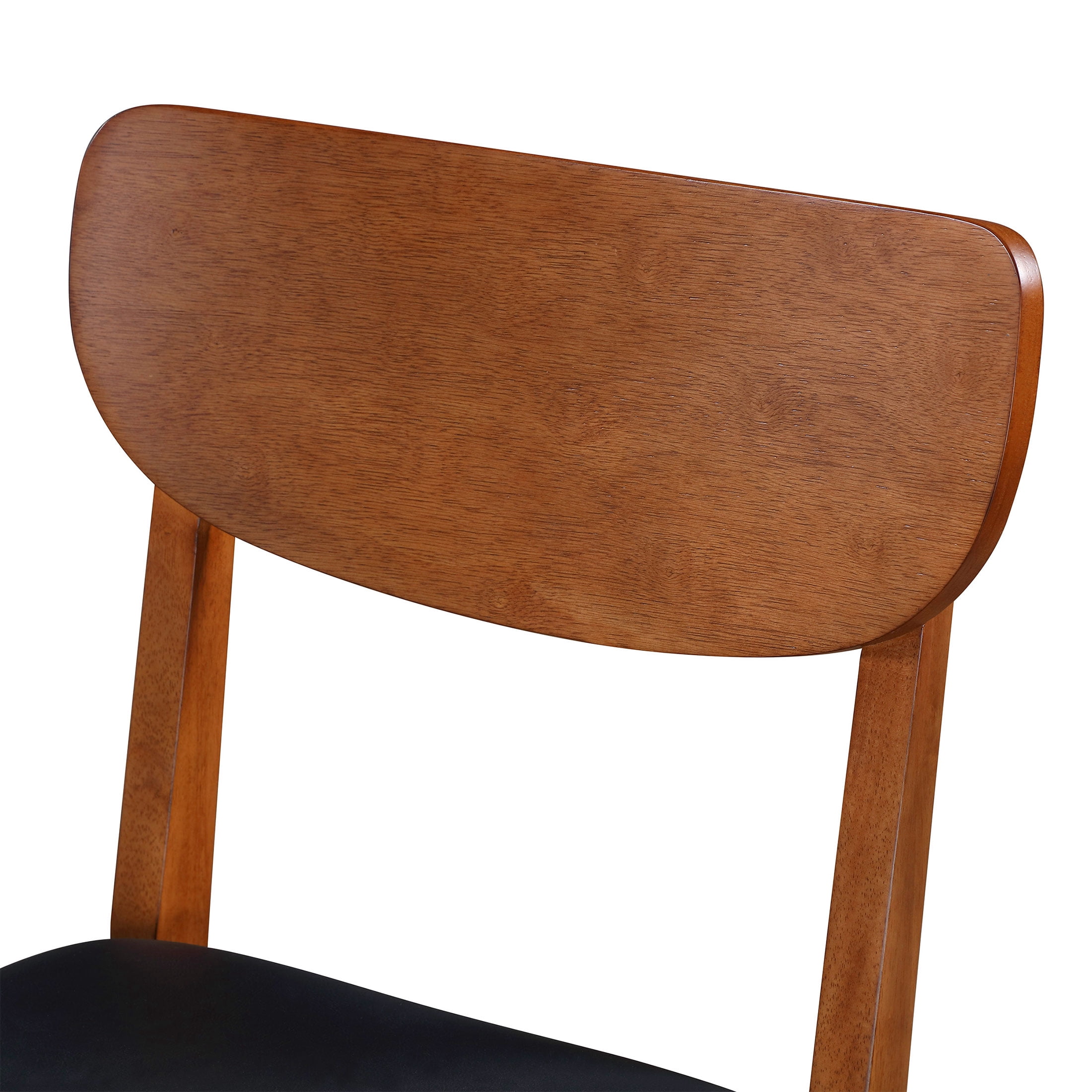 Better Homes & Gardens Greyson Mid-Century Dining Chairs, Black Faux Leather, Acorn Finish, Set of 2