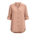 thumbnail image 6 of Women's Solid Color Long Sleeve Button Down Shirt with Collar and Pocket, 6 of 6