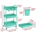 thumbnail image 2 of Carrito utilitario JIUYOTREE con ruedas bloqueables de 3 niveles, color verde, 2 of 8
