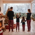 thumbnail image 3 of Family Matching Christmas Pajamas Set Antlers Letter Tops Plaid Pants Holiday Pajamas Sleepwear, 3 of 7