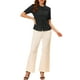 thumbnail image 2 of BLUSA CHIC PARA MUJER CON COLLAR PETER PAN Y PUNTOS SUIZOS, MANGA CORTA, TALLA XL, NEGRO, 2 of 5