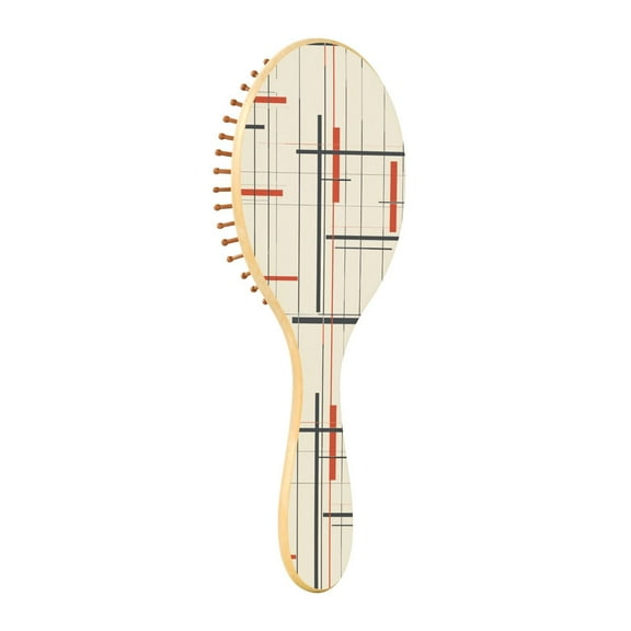 JSTEL Vertical & Horizontal Stripe Hair Brush for Women Men Natural Wood Detangler Brushes for All Hair Types Hairbrush for Wet & Dry